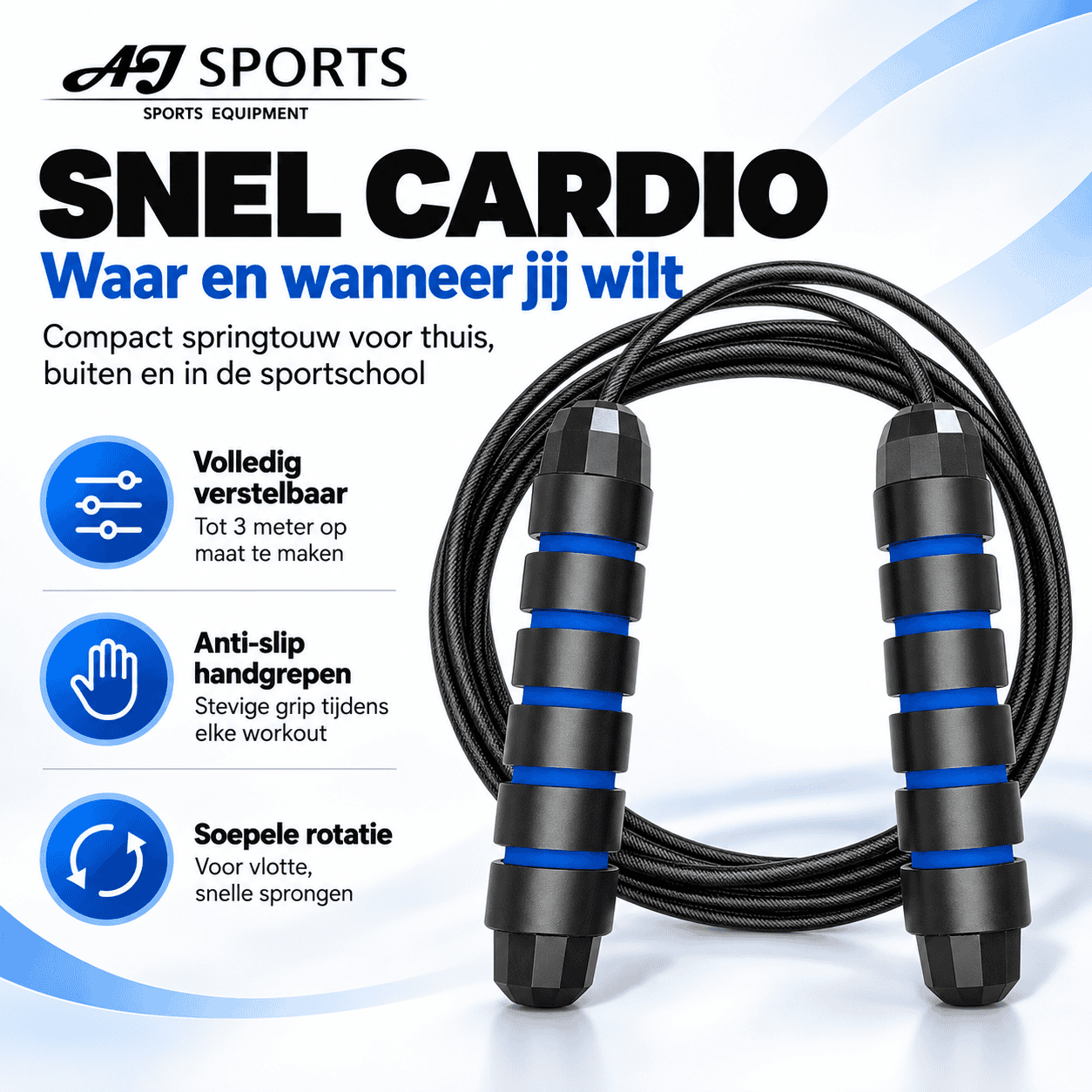 Springtouw Volwassenen | AJ-Sports Verstelbare Speedrope - Afbeelding 3