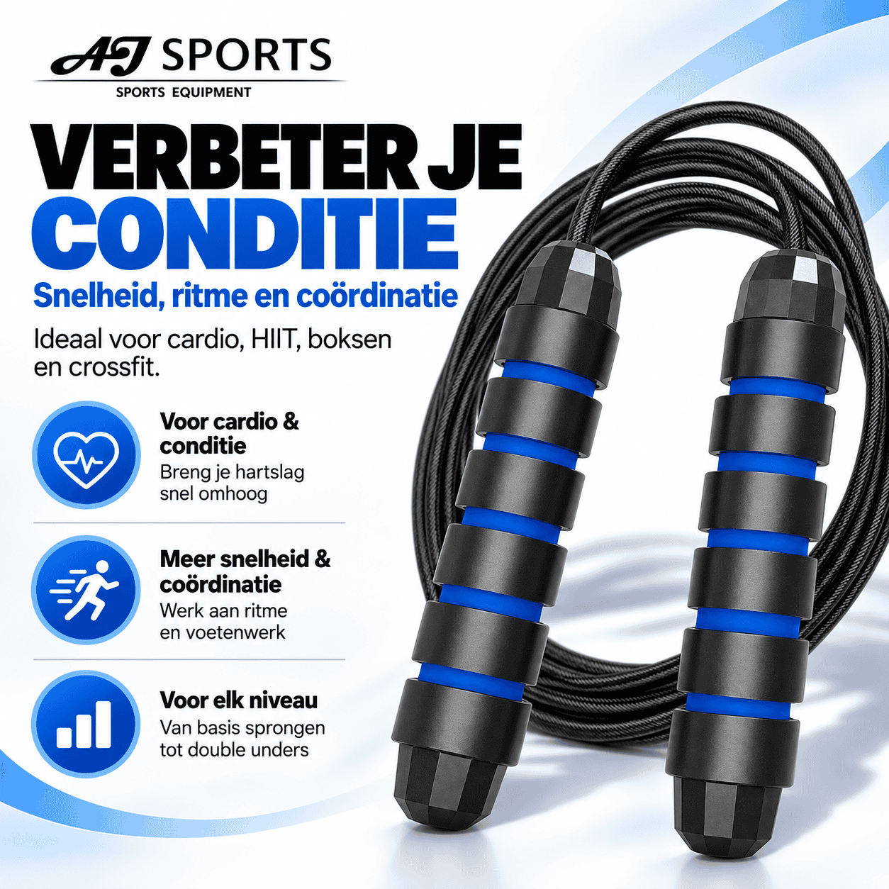 Springtouw Volwassenen | AJ-Sports Verstelbare Speedrope - Afbeelding 4