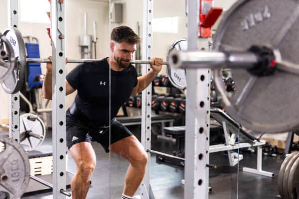 Lifting belt met clip squat spiegel