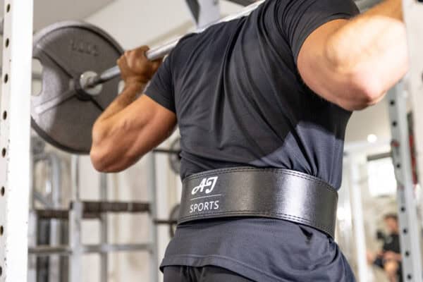 Lifting belt met clip squat achterkant logo