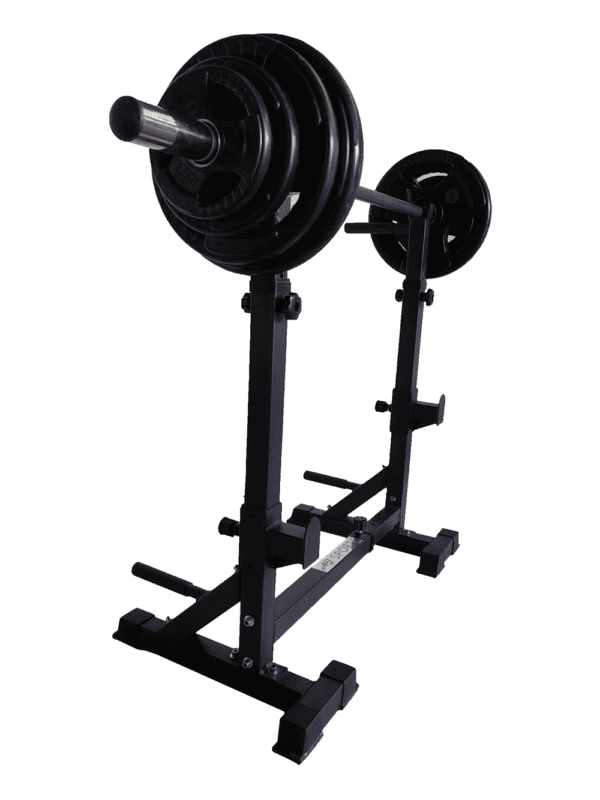 Squat rack zijaanzicht links voorkant benenoefening