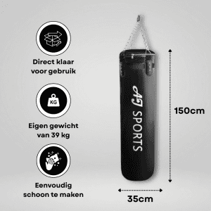 Informatie en afmetingen van hangende bokszak van 150cm