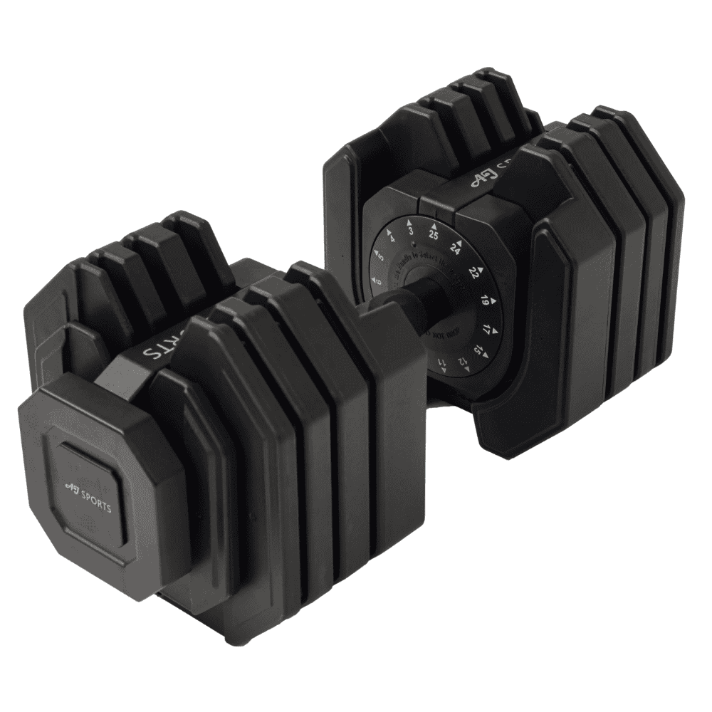 Vooraanzicht verstelbare dumbbell 25kg zwart