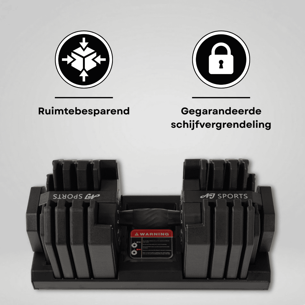 Infographic verstelbare dumbbell 25kg zwart