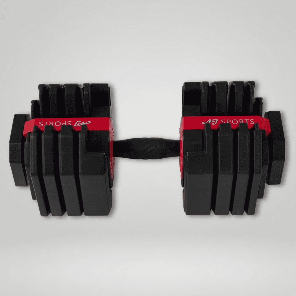 Zijaanzicht van rood / zwarte verstelbare dumbbell