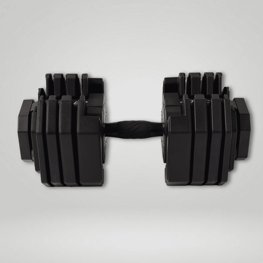 Zijaanzicht verstelbare dumbbell 25kg zwart