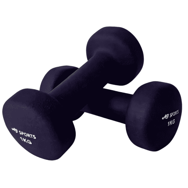 Vinyl dumbbell set 1kg van AJ-Sports in het paars