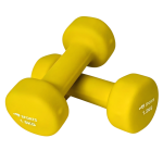 Vinyl dumbbell set 1,5 in het geel van AJ-Sports