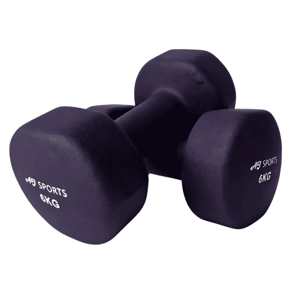 Vinyl dumbbell set 6kg van AJ-Sports in het paars