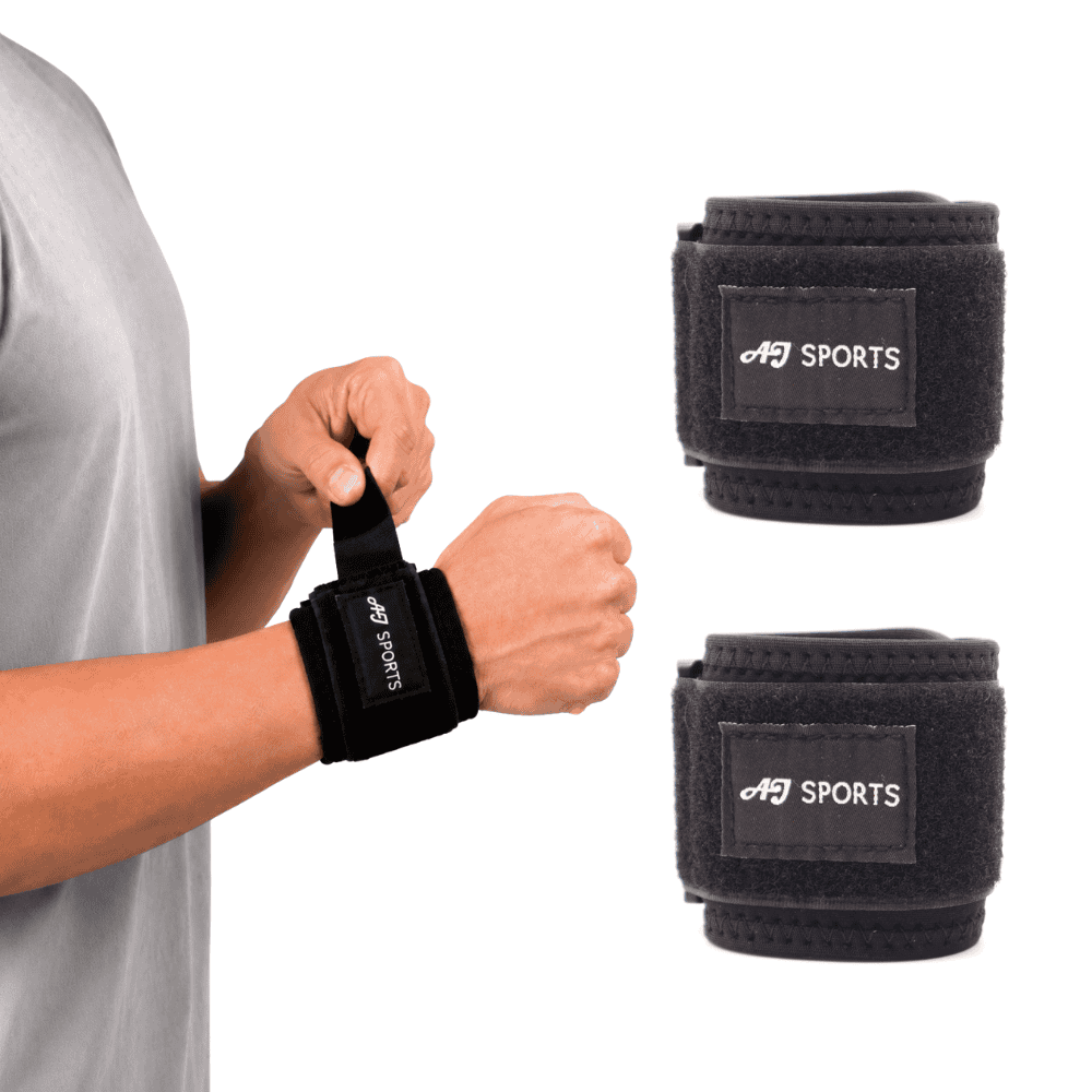 Elastische wrist wraps van AJ-Sports in het zwart