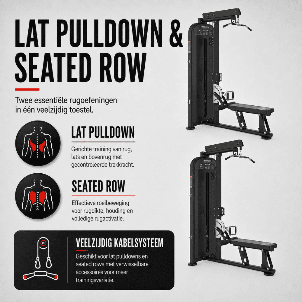 Lat Pulldown & Seated Row Machine - Afbeelding 2