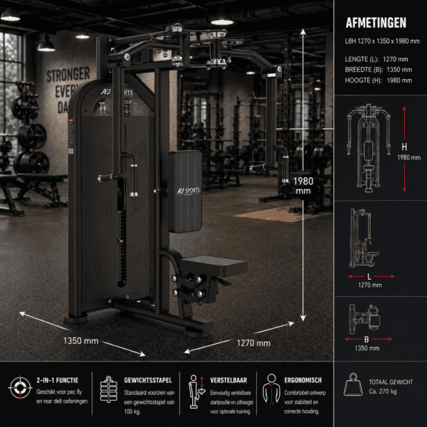 Pec Fly & Rear Delt Machine - Afbeelding 5