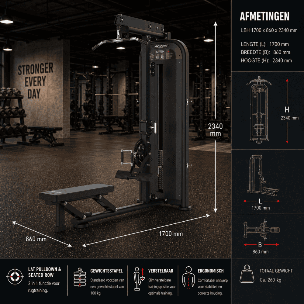 Lat Pulldown & Seated Row Machine - Afbeelding 6