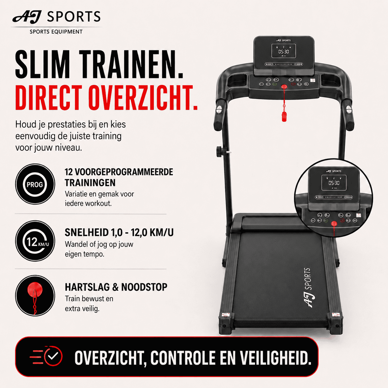 Inklapbare Loopband AJ-900C | 12 km/u & 9% Helling - Afbeelding 3