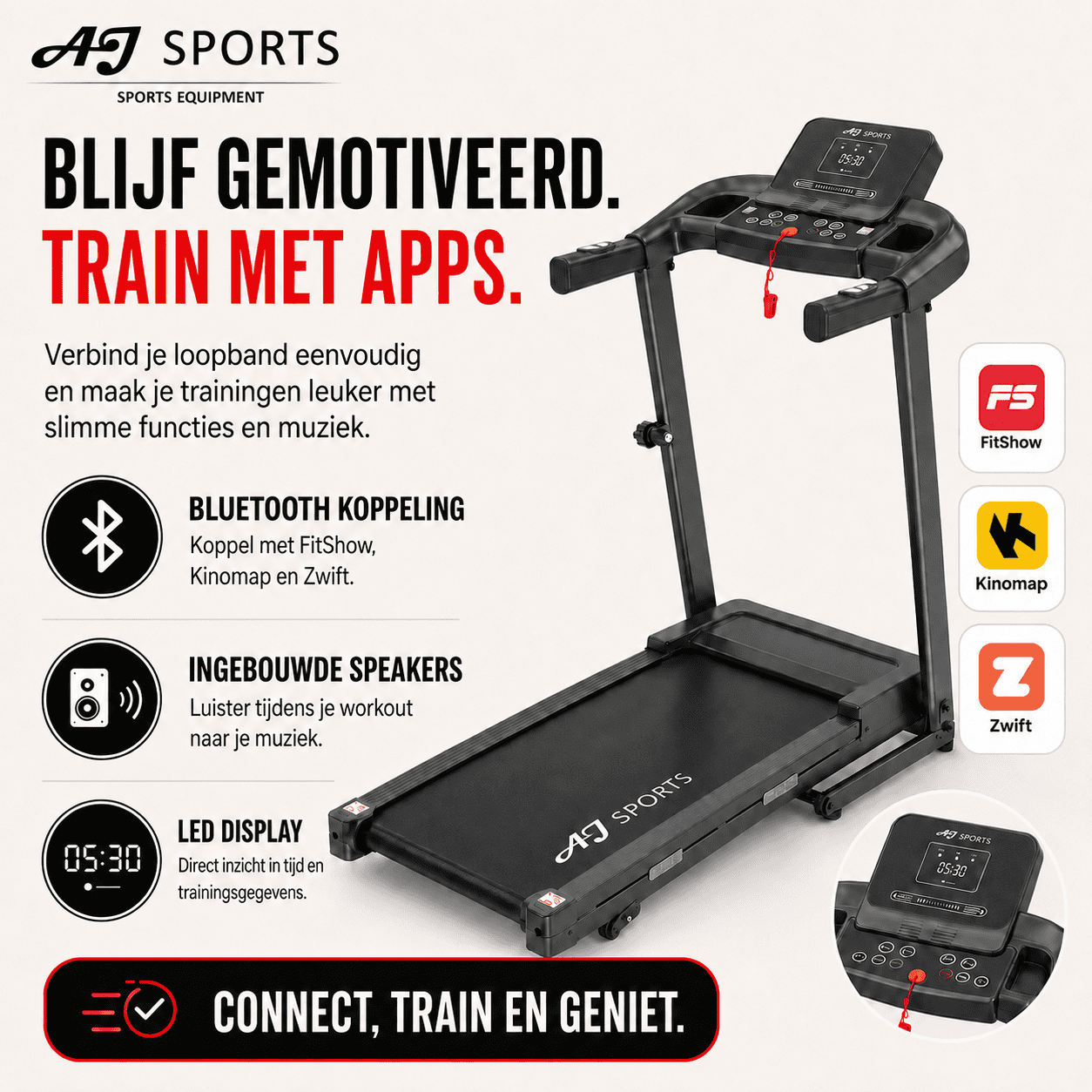Inklapbare Loopband AJ-900C | 12 km/u & 9% Helling - Afbeelding 4