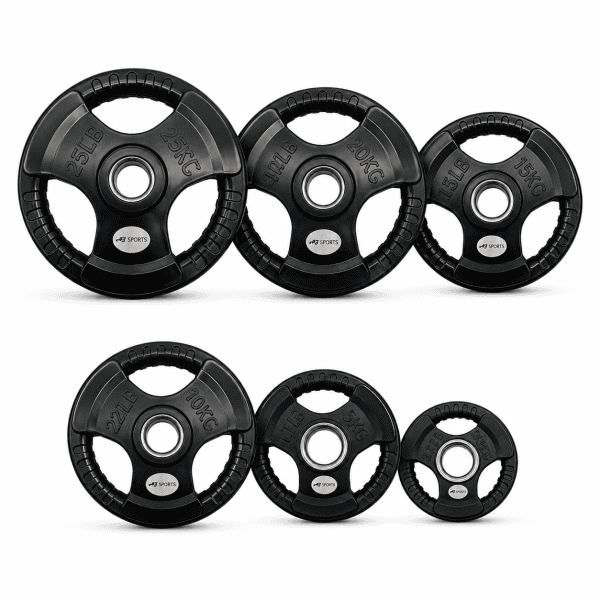Olympische Halterschijven Rubber Tri-Grip (Per stuk)