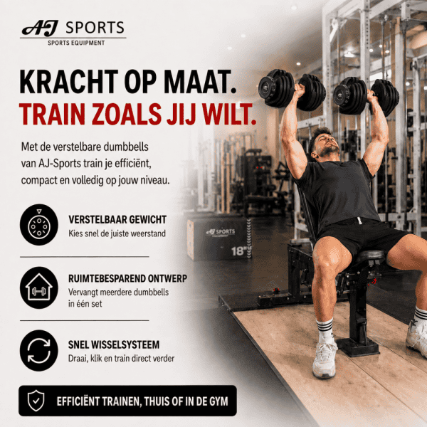 Verstelbare dumbbell 24kg Zwart (Per stuk) - Afbeelding 2