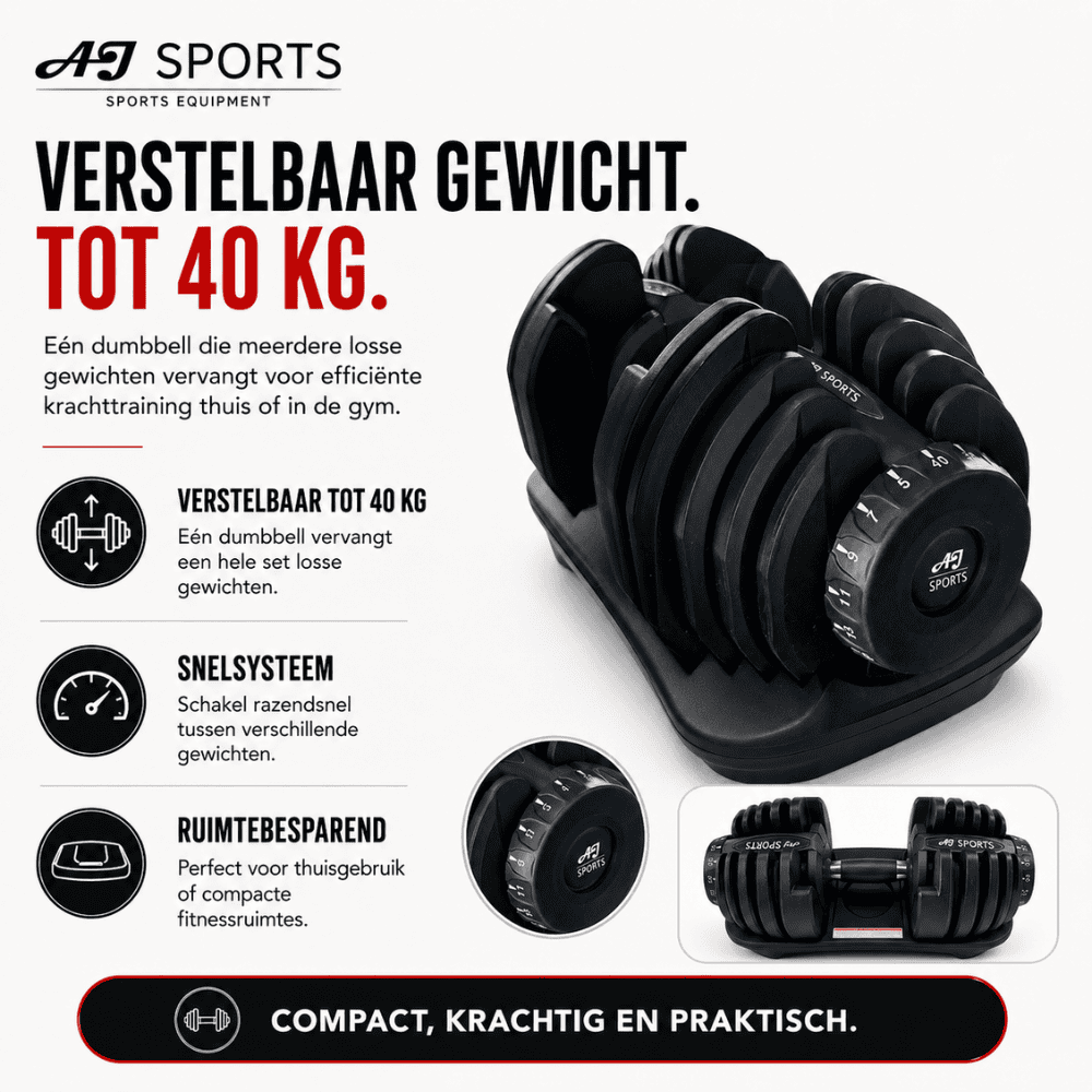 Verstelbare Dumbbell 40kg (Per stuk) - Afbeelding 2